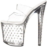 Transparent 20 cm Pleaser STARDUST-802 Strass Plateforme Mules Hautes