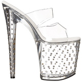 Transparent 20 cm Pleaser STARDUST-802 Strass Plateforme Mules Hautes