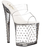 Transparent 20 cm Pleaser STARDUST-802 Strass Plateforme Mules Hautes