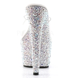 Transparent Argent 18 cm BEJEWELED-701MS Strass Plateforme Mules Hautes