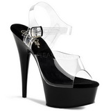 Transparent Noir 15 cm Pleaser DELIGHT-608 Talons Aiguilles Plateforme