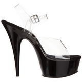 Transparent Noir 15 cm Pleaser DELIGHT-608 Talons Aiguilles Plateforme