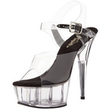 Transparent Noir 15 cm Pleaser DELIGHT-608 Talons Aiguilles Plateforme