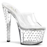 Transparent Strass Platform 18 cm STARDUST-701 Mules Talons Hauts