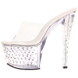 Transparent Strass Platform 18 cm STARDUST-701 Mules Talons Hauts