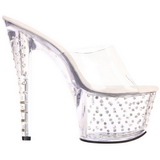 Transparent Strass Platform 18 cm STARDUST-701 Mules Talons Hauts