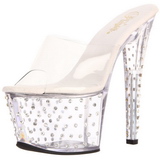 Transparent Strass Platform 18 cm STARDUST-701 Mules Talons Hauts