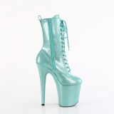 Turquoise glitter 20 cm pleaser bottines talons hauts femme