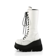 Vegan 11,5 cm SHAKER-72 gothique bottes  lacets femme plateforme blanc