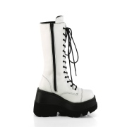 Vegan 11,5 cm SHAKER-72 gothique bottes  lacets femme plateforme blanc