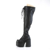 Vegan 13 cm CAMEL-300WC bottes cuissardes femme talons hauts chunky heels