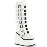 Vegan 14 cm SWING-815 plateforme bottes alternative  boucles blanc