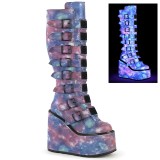 Vegan 14 cm SWING-815 plateforme bottes alternative  boucles neon