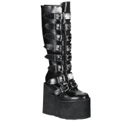 Vegan 14 cm SWING-815 plateforme bottes alternative  boucles noires