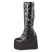 Vegan 14 cm SWING-815 plateforme bottes alternative  boucles noires
