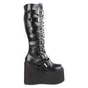 Vegan 14 cm SWING-815 plateforme bottes alternative  boucles noires