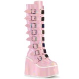 Vegan 14 cm SWING-815 plateforme bottes alternative  boucles rose