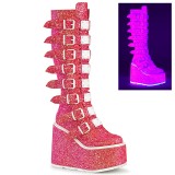 Vegan 14 cm SWING-815UV plateforme bottes alternative  boucles neon