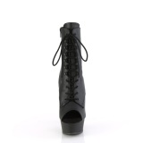 Vegan 15 cm DELIGHT-1021 bottines plate-forme et bout ouvert noir