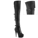 Vegan 15 cm DELIGHT-3018 bottes cuissardes talons hauts avec boucles noires