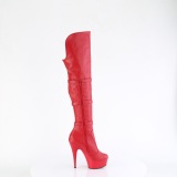 Vegan 15 cm DELIGHT-3018 bottes cuissardes talons hauts avec boucles rouges