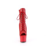 Vegan 18 cm ADORE-1021 bottines plate-forme et bout ouvert rouges