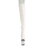 Vegan 18 cm ADORE-3019 talons hauts bottes cuissardes bout ouvert avec lacets blanc