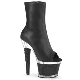 Vegan 18 cm SPECTATOR-1012 bottines plate-forme et bout ouvert noir