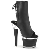 Vegan 18 cm SPECTATOR-1018 bottines plate-forme et bout ouvert noir