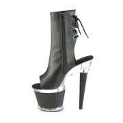 Vegan 18 cm SPECTATOR-1018 bottines plate-forme et bout ouvert noir