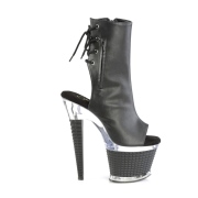 Vegan 18 cm SPECTATOR-1018 bottines plate-forme et bout ouvert noir