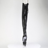 Vegan 18 cm SPECTATOR-3030 talons hauts bottes cuissardes bout ouvert avec lacets noires