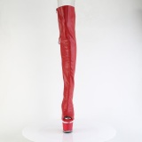 Vegan 18 cm SPECTATOR-3030 talons hauts bottes cuissardes bout ouvert avec lacets rouges