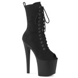 Vegan 19 cm ENCHANT-1041FS bottines  talons bout ouvert noires