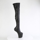 Vegan 20 cm CRAZE-3000 Heelless overknee bottes pony talons noires