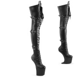 Vegan 20 cm CRAZE-3028 Heelless overknee bottes pony talons noires