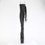 Vegan 20 cm CRAZE-3050 Heelless overknee bottes pony talons noires