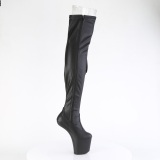 Vegan 20 cm CRAZE-3050 Heelless overknee bottes pony talons noires