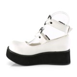 Vegan 6 cm DEMONIA SPRITE-02 escarpins mary jane blanc