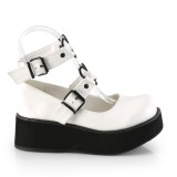 Vegan 6 cm DEMONIA SPRITE-02 escarpins mary jane blanc