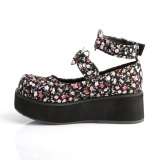Vegan 6 cm DEMONIA SPRITE-02 escarpins mary jane en toile