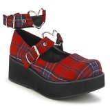 Vegan 6 cm DEMONIA SPRITE-02 escarpins mary jane motif plaid