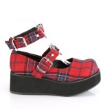 Vegan 6 cm DEMONIA SPRITE-02 escarpins mary jane motif plaid