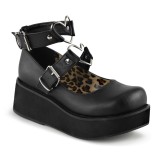 Vegan 6 cm DEMONIA SPRITE-02 escarpins mary jane noirs