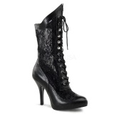 Vegan 7,5 cm VICTORIAN-116X Bottines victoriennes mollets larges - jambes larges