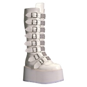Vegan 9 cm DAMNED-318 plateforme bottes alternative  boucles blanc
