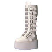 Vegan 9 cm DAMNED-318 plateforme bottes alternative  boucles blanc