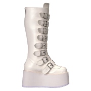 Vegan 9 cm DAMNED-318 plateforme bottes alternative  boucles blanc