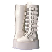 Vegan 9 cm DAMNED-318 plateforme bottes alternative  boucles blanc