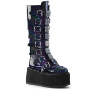 Vegan 9 cm DAMNED-318 plateforme bottes alternative  boucles hologramme